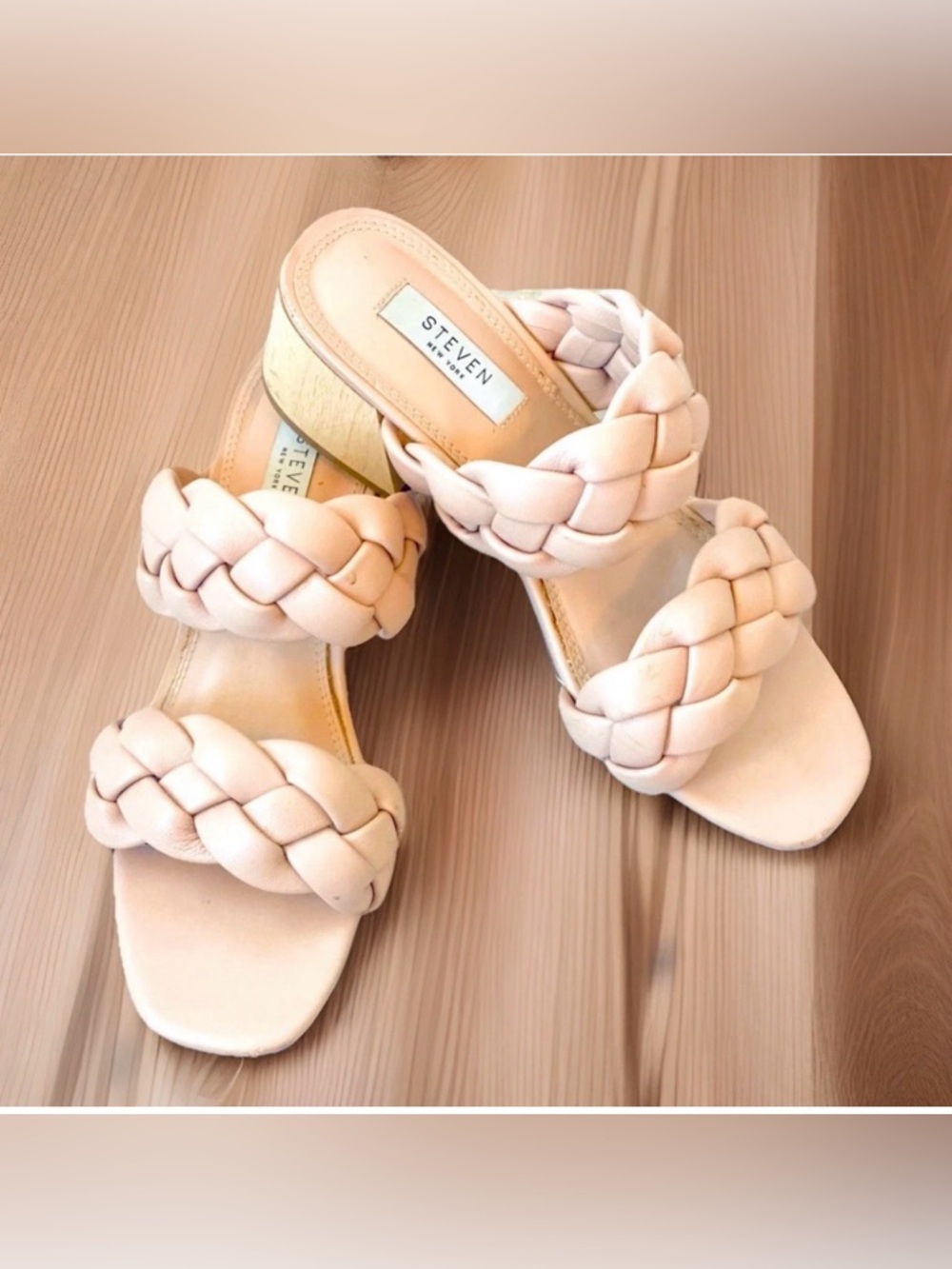 STEVE MADDEN Barrett Block-Heel Braided Sandals Size 7M
